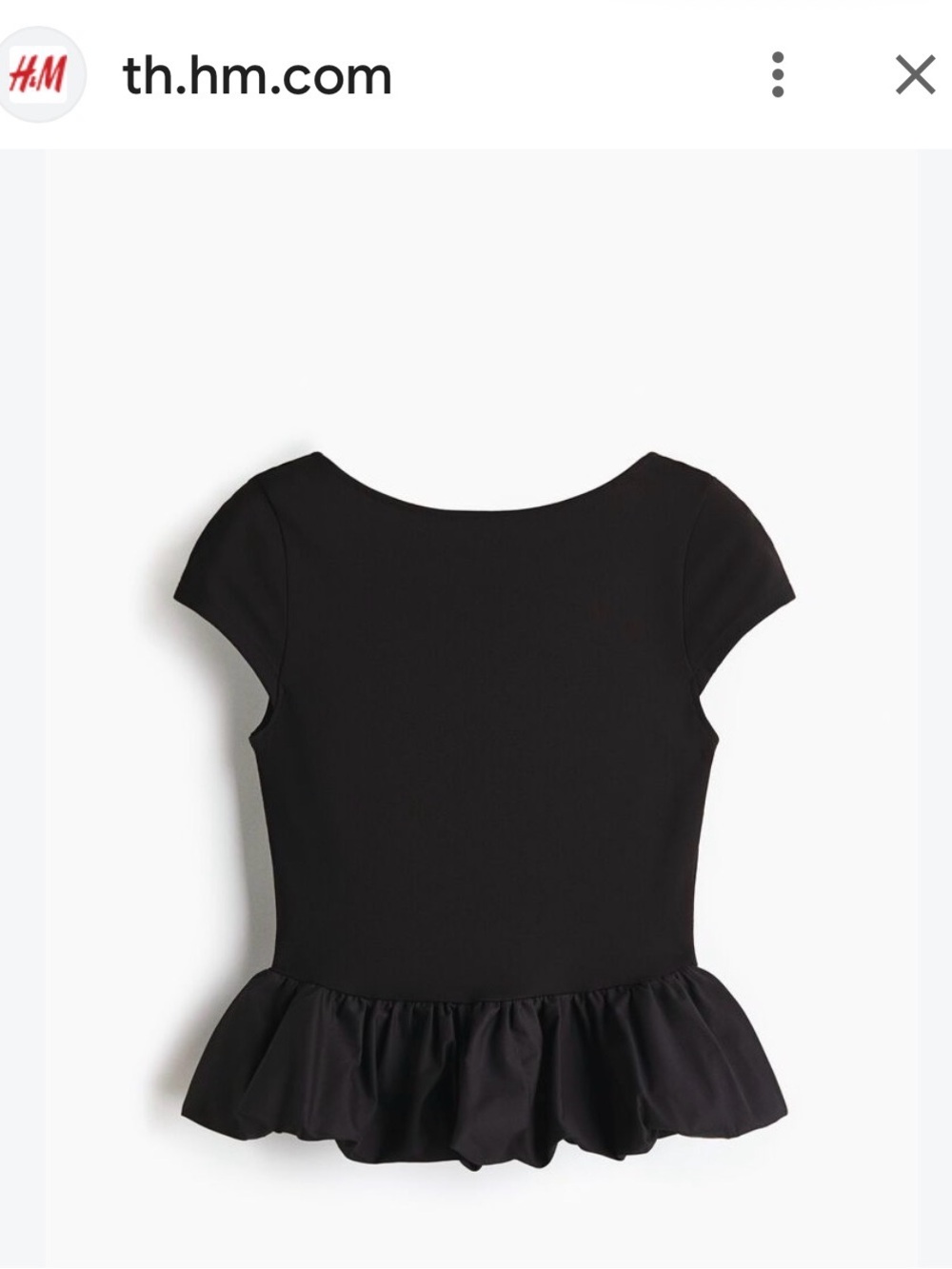 H&M Black Peplum Cap-Sleeve Top